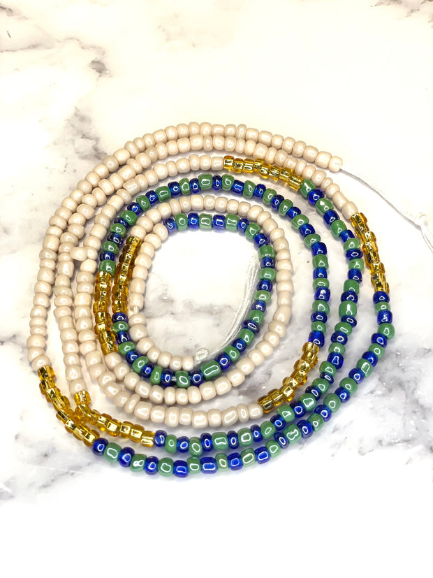 Blue and Beige Waist Beads | Cool Waist Beads | Posh Jewelz